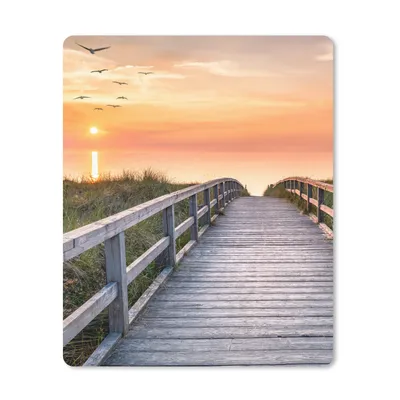 Produktbild von MuchoWow® Mauspad Mousepad Sonnenuntergang - Meer - Weg - Gras - Düne - Vögel 30x40 cm - Mousepads - Maus Mat - Pad - Mausunterlage - Mausmatten