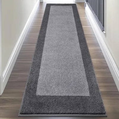 Produktbild von Läufer Teppich 60 x 243 cm Grau rutschfest waschbar