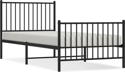 Produktbild von Bettgestell mit Kopf- und Fußteil Metall Schwarz 90x200 cm