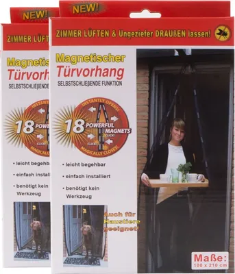 Produktbild von 2x Insektenschutz Tür 210x100cm Türvorhang magnetisch Fliegengitter Anthrazit