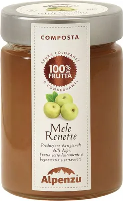Produktbild von Composta di Mele Renette 100 % da Frutta, Renette Apfel-Fruchtaufstrich aus 100% Frucht, 350g, Alpenzu
