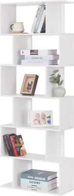 Produktbild von Happyment Offenes Bücherregal Daggo – 6 Fächer – Weiß – Bücherregal – Wohnzimmer, Schlafzimmer, Kinderzimmer – Holz – 60 x 23,5 x 160 cm