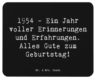 Produktbild von Mr. & Mrs. Panda Mauspad Spruch 1954 Geburtstag - Schwarz - Geschenk, Personalisiert, laptop mousepad, liebevoll handgefertigt, pc mausunterlage, unvergessliche Momente