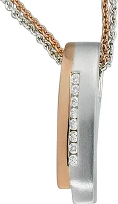 Produktbild von JOBO Anhänger 585 Gold Weißgold Rotgold teilmattiert 8 Diamanten Brillanten