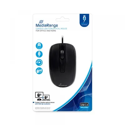 Produktbild von MediaRange MROS211, Beidhändig, Optisch, USB Typ-A, 1000 DPI
