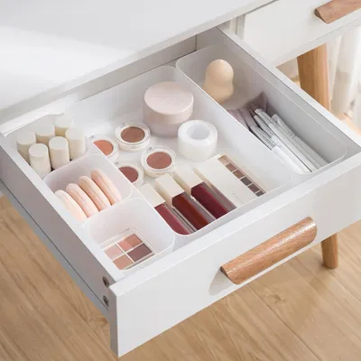 Obrázek produktu pro Sada organizérů do zásuvek - úložné boxy - organizace zásuvek - materiál: průhledný plast - 5 kusů - průhledné