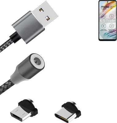 Produktbild von K-S-Trade Hochwertiges Magnet-Lade-kabel Sync-Kabel Daten-Kabel für Motorola Moto G40 Fusion mit USB-Typ-C-Anschluss und Micro-USB-Anschluss 2A bis