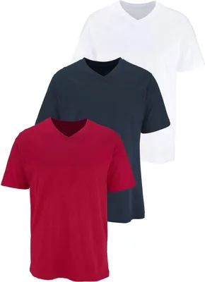 Produktbild von H.I.S. T-Shirt mit V-Ausschnitt, V-neck, Unterziehshirt weiß, rot, marine Größe 5