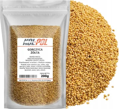 Zdjęcie produktu dla GORCZYCA ŻÓŁTA 200g Całe ziarno gorczycy złotej naturalna przyprawa Kol-Pol