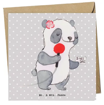 Produktbild von Mr. & Mrs. Panda Grußkarte Pressesprecherin Herz - Grau Pastell - Geschenk, faltkarte, Glückwunschkarte, anlasskarte, Klappkarte, doppelkarte