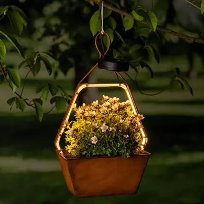 Obrázok produktu pre Solárne závesné svetlo v hrdzavom vzhľade - 45 LED / 20x35 cm - na výsadbu