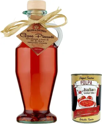 Produktbild von Delizie di Calabria, Olio Piccante Delizie Di Calabria, Würzige Ölköstlichkeiten von Kalabsen, 250ml + Italian Gourmet polpa 400g