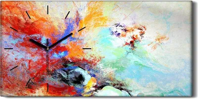 Produktbild von Dekor Leinwand Uhr Wandbilder 60x30 Kunst Spritzer Abstrakte Bunte Malerei - schwarze Hände