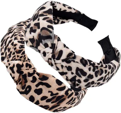 Produktbild von 2 Damen-Haarreifen mit Leopardenmuster und Kreuzknoten