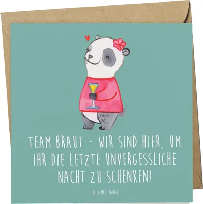Produktbild von Mr. & Mrs. Panda Grußkarte Junggesellinnenabschied Team Braut - Meeresbrise - Geschenk, handgefertigt, Hochzeit, Freundinnen, Glückwunschkarte, liebevoll, Geschenke