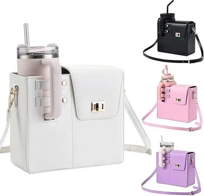 Image de Sac à dos de sport portable pour gourde, en cuir, avec bandoulière réglable, sac à dos noir pour gourde avec poches de rangement pour femmes - blanc