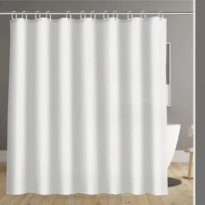 Produktbild von Duschvorhang 240x200cm, textiler Badezimmervorhang aus Polyester, schimmelresistent, wasserdicht, waschbar, mit 16 Duschvorhangringen und beschwertem Saum.