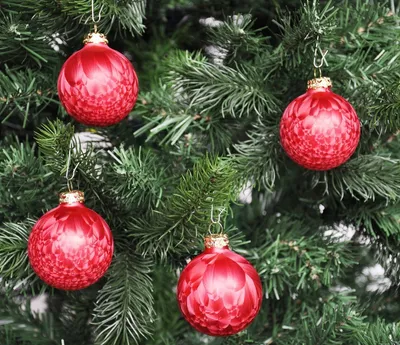 Produktbild von JACK 12x Glas Eislack Christbaumkugeln 6cm Thüringer Weihnachtskugeln Kugeln, Farbe:Rot Eislack