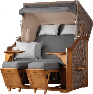 Produktbild von Strandkorb Komplettset - bene living - Schleswig Pinie - PE mokka - Modell 558