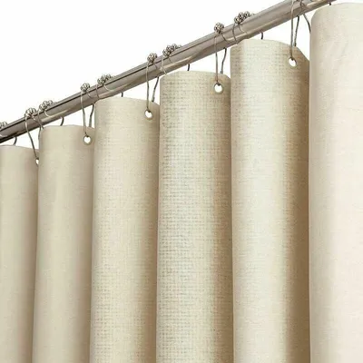 Obrázek produktu pro Látkový sprchový závěs - 120 x 180 cm, úzká struktura, lněný sprchový závěs, lázeňská hotelová koupelna, malý sprchový závěs, voděodolný sprchový kout, WC, zhuštění, přepážka, sprchový závěs