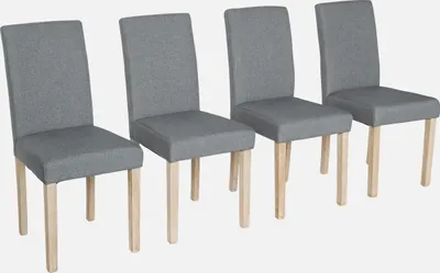 Produktbild von sweeek - 4er Set Stühle mit Stoffbezug und gekälkten Holzbeinen - Hellgrau