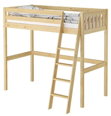 Produktbild von Hochbett Kieferholzbett Stockbett 90x200 aus Kiefer mit wählbarem Zubehör V-60.23-09ohne Zubehör