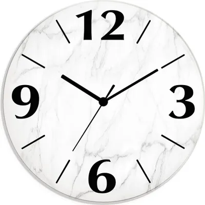 Produktbild von ARTland Glas Wanduhr Funkuhr - schwarzer Zeiger Weiße Marmoroptik Größe: 30x30 cm