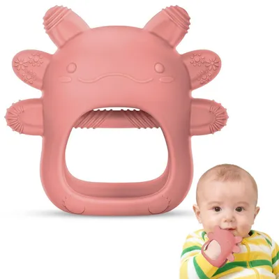 Image de Anneau de dentition pour bébé, en silicone sans BPA, rouge, pour les enfants de 3 à 12 mois