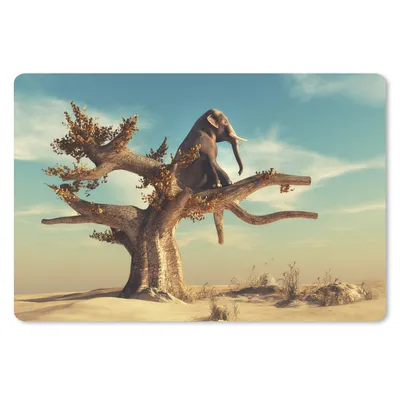 Produktbild von MuchoWow® Mauspad Mousepad Elefant - Baum - Natur - Wüste 27x18 cm - Mousepads - Maus Mat - Pad - Mausunterlage - Büroartikel - Desk Matten