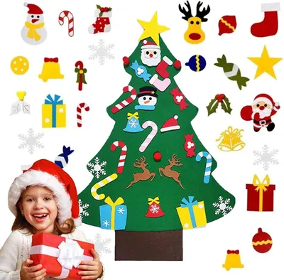 Produktbild von Weihnachtsbaum mit abnehmbaren Filzornamenten DIY Weihnachtsdekoration