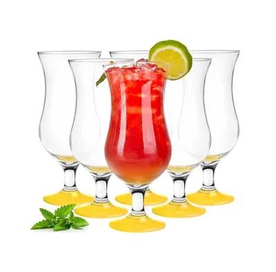 Zdjęcie produktu dla 6 szklanek koktajlowych 480 ml 9 wariantów szklanek Hurricane do long drinków Szklanki barowe (żółte)