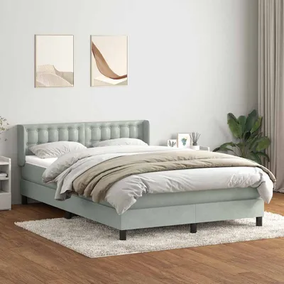 Immagine prodotto di Maison Exclusive - Letto boxspring con materasso grigio chiaro 160x210 cm velluto