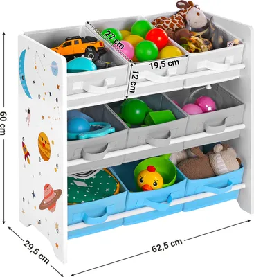 Produktbild von SONGMICS Kinderregal Spielzeugtruhe Kinder Bücherregal mit 9 Aufbewahrungsboxen