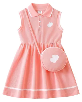 Imagen del producto de Vestido de tirantes para niñas, color rosa, tallas 98-140, ideal para el verano y para el uso diario