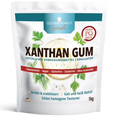 Produktbild von GOLDEN PEANUT Xanthan Gum Pulver 1 kg - Verdickungsmittel stabilisiert, bindend, kalorienarm, ideal für Eisherstellung