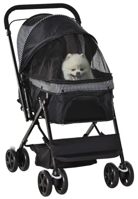 Obrázek produktu pro PawHut kočárek pro malé psy a kočky, kočárek pro domácí mazlíčky, model Oxford, černý