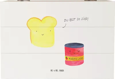 Produktbild von Mr. & Mrs. Panda Erinnerungsbox Toast Marmelade 22 x 15 cm - Weiß - Geschenk, kiste holz, Brot, Dreamteam, truhe, Lustige Sprüche, Küche Deko, Schatulle, fotobox