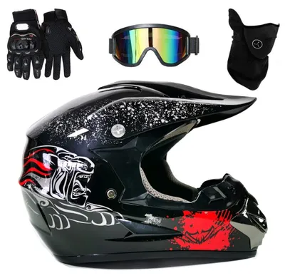 Crosshelm Kinder Full Face mit Brille, 4 Größen, Schwarz
