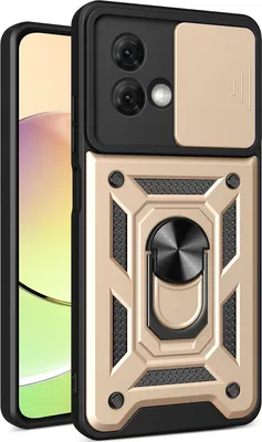 Produktbild von Hülle für Motorola Moto G84 mit Ring Ständer Halter Dia Kameraschutz TPU PC Hybrid Handyhülle Gold