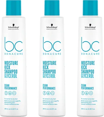 Zdjęcie produktu dla Schwarzkopf BC Moisture Kick Szampon Glicerynowy 3x250ml
