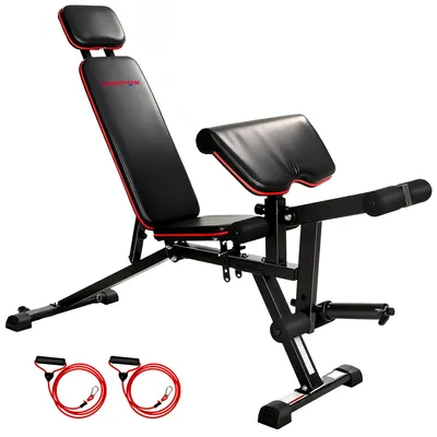Produktbild von Trainingsbank mit Beinstrecker, Curlpult, Kopfstütze, Schwarz