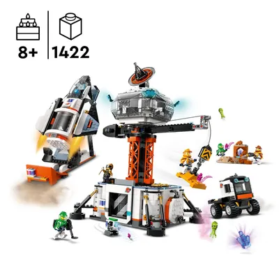 Zdjęcie produktu dla LEGO City Baza kosmiczna i wyrzutnia rakiet, zabawka do budowania dla dzieci od 8 lat, chłopców i dziewczynek, ze statkiem kosmicznym, 6 minifigurkami, robotem i 2 figurkami kosmitów, prezent, 60434