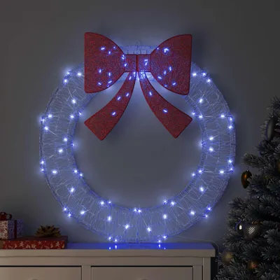 Zdjęcie produktu dla vidaXL Wianek z 80 diodami LED Niebieski 92 x 92 x 9,5 cm Akryl