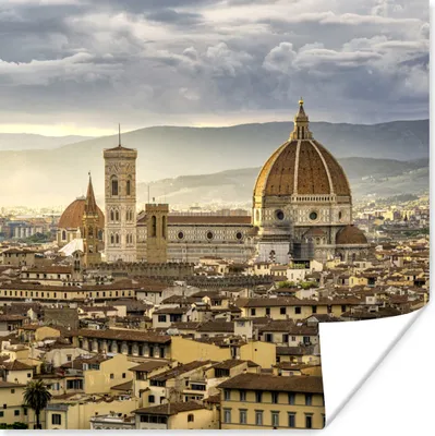 Produktbild von MuchoWow® Poster Italien - Sonnenuntergang - Florenz 50x50 cm - Wohnzimmerdekoration