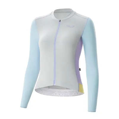 Immagine prodotto di ROCKBROS TVI Maglia da ciclismo da donna a maniche lunghe, traspirante, con 3 tasche, antiscivolo, ad asciugatura rapida, per l'allenamento, grigio-blu, taglia EU L