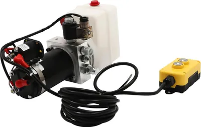Immagine prodotto di Unità idraulica - Pompa idraulica elettrica - 800 W - 12 V CC - A semplice effetto - Power Up/Gravity Down - Indicatore di tensione - Spina UE - Argento