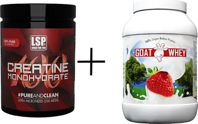 Produktbild von LSP Creatine Monohydrat (500g)+GOAT WHEY Protein (1800g),Erdbeere, PULVER