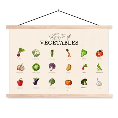Produktbild von MuchoWow® Textilposter Gemüse - Küche - Lebensmittel 60x40 cm mit holzfarbenen Rahmen - Bilder