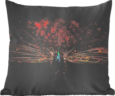 Produktbild von MuchoWow® Zierkissen Sofakissen Wohnzimmer Dekokissen 45x45 cm Pfau - Federn - Nacht - Schlafpolster - Polster für das Sofa