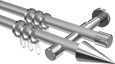 Produktbild von Interdeco Gardinenstange / Vorhangstange Silbergrau / Chrom, Typ Prestige Savio (Kegel), 20 mm Ø 2-läufig, 600 cm